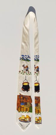 Design-Krawatte 100% Seide  mit Schweizer Alpen Motiv