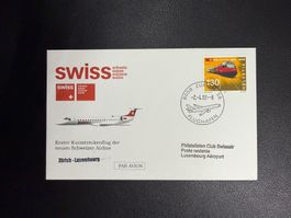 Swiss Erstflugbrief Zürich - Luxembourg 2002