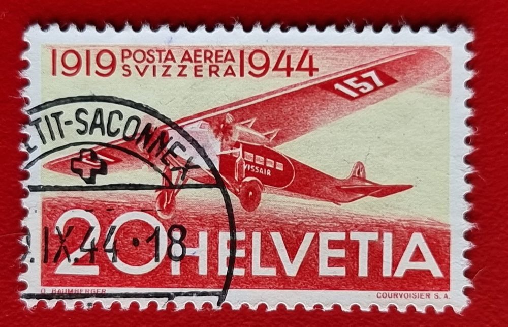 FLUGPOST F 38 FOKKER VOLLSTEMPEL PETIT-SACONNEX GENEVE 1944 1