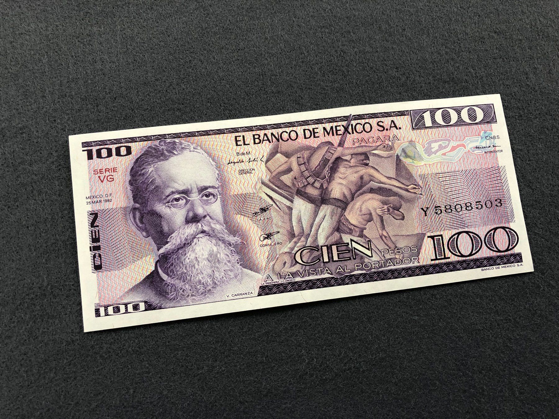Banconote: Mexico 1982 - 100 Pesos UNC – Nuovo e nell'imballaggio originale da Pfäffikon SZ venduto da Sieben77 3
