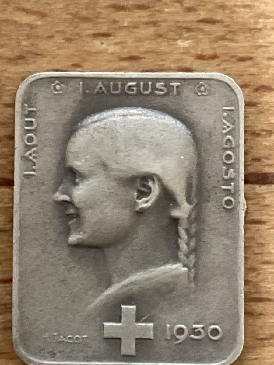Placchette & Badge: 1.August Abzeichen 1930 – Usato da Erlenbach im Simmental! venduto da Simmentaler-Perlen 1