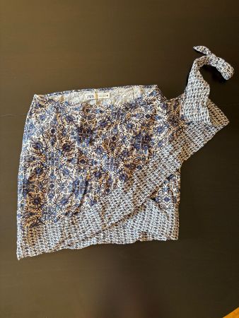 Zara Wrap Skirt/Sarong – Blue, Light Blue & White Floral, S