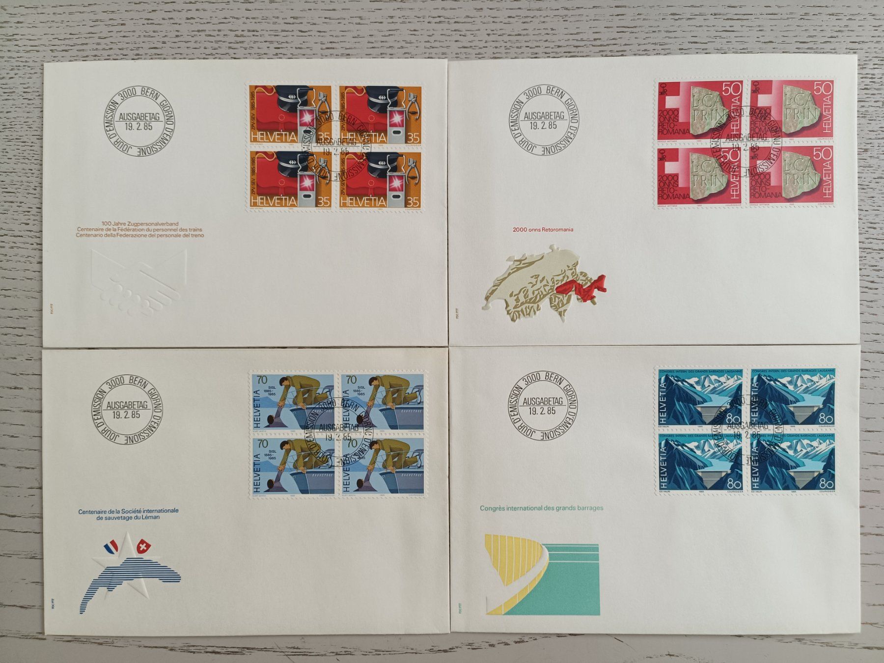Alle Briefmarken: 1985 FDC Werbemarken Viererblocks – Neu (gemäss Beschreibung) aus Dübendorf von goeggi79
