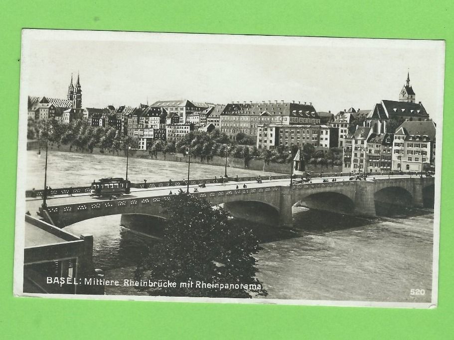 Cartoline postali: Basel, Mittlere Brücke mit Rheinpanorama – Usato da Zürich venduto da t24_de