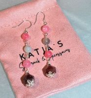 Ohrhänger aus Silber mit Rosa Jade, Turmalin und Achat