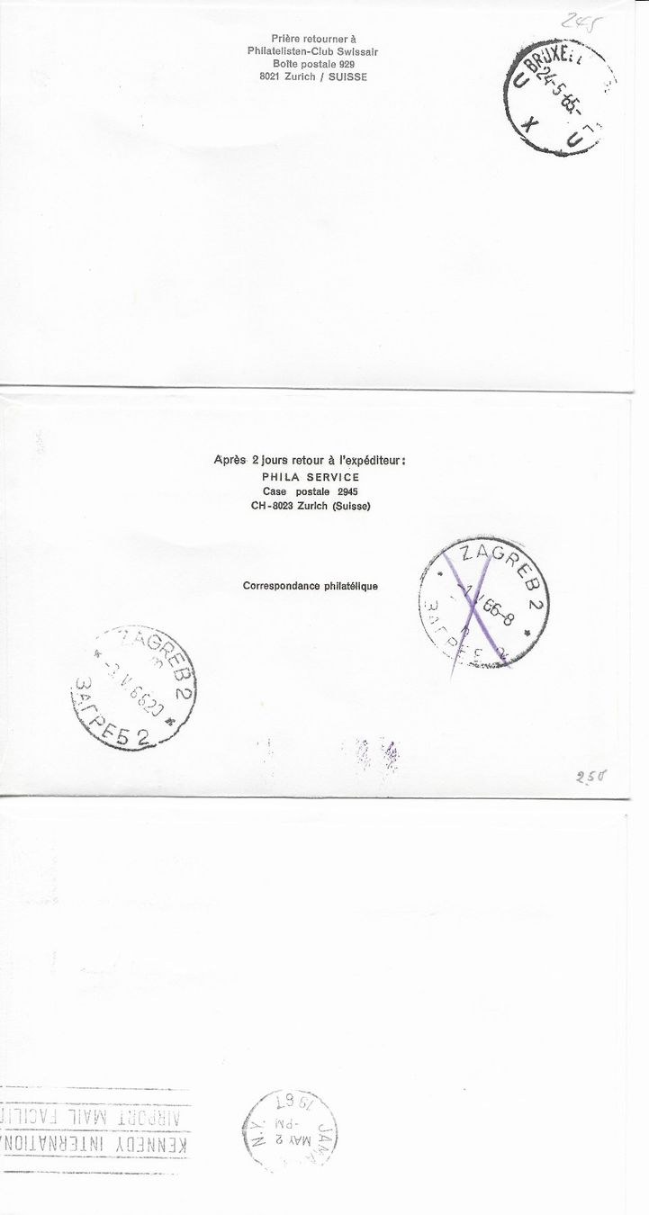 Tutti i francobolli: 3 SELTENE SWISSAIRBRIEFE – Usato da Reinach BL venduto da Katzenmorli 1
