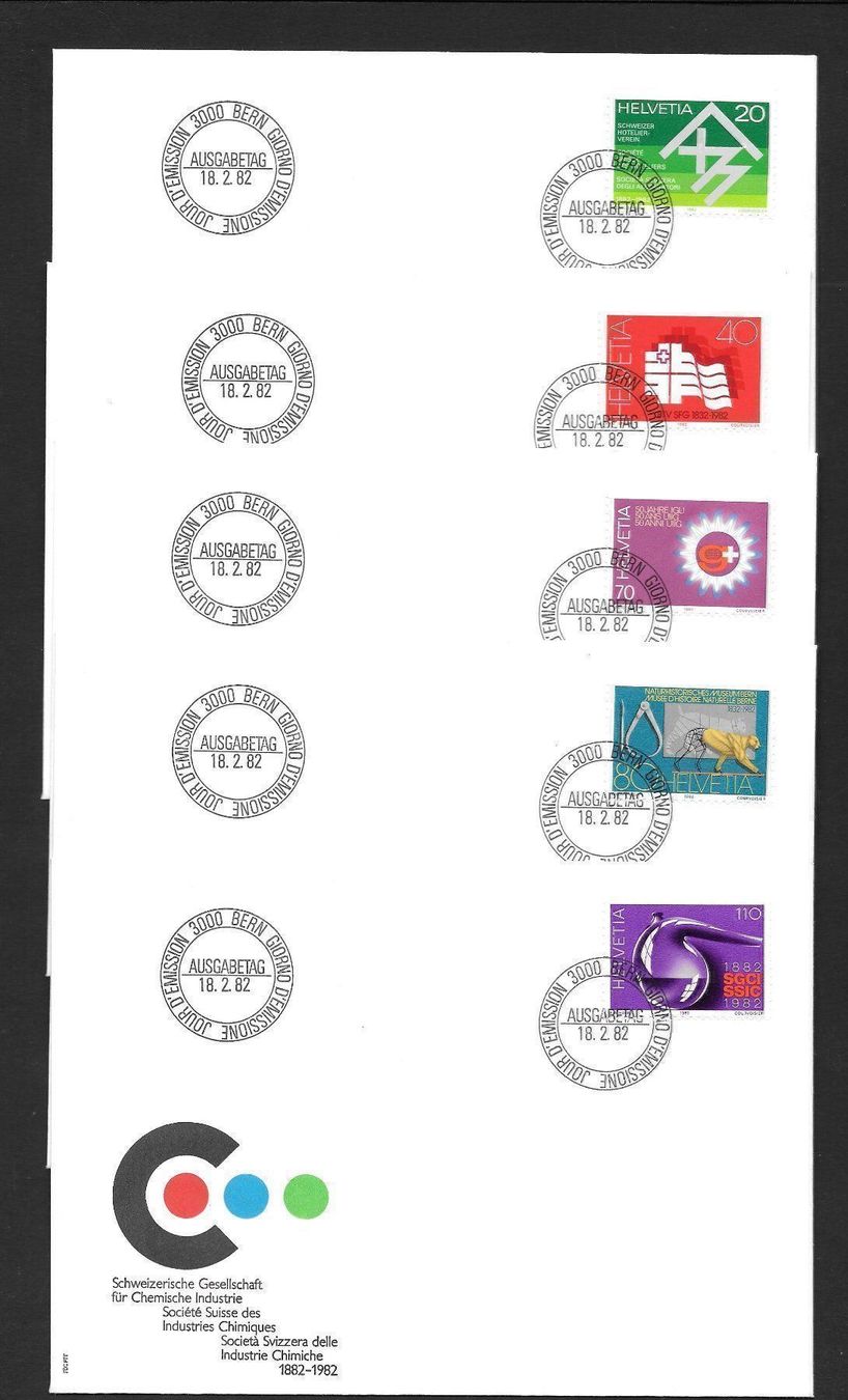 Tutti i francobolli: 5 FDC 663 - 667 Serie Einzelmarken ET Bern 18.2.1982 – Nuovo (secondo la descrizione) da Olten venduto da clotaldi