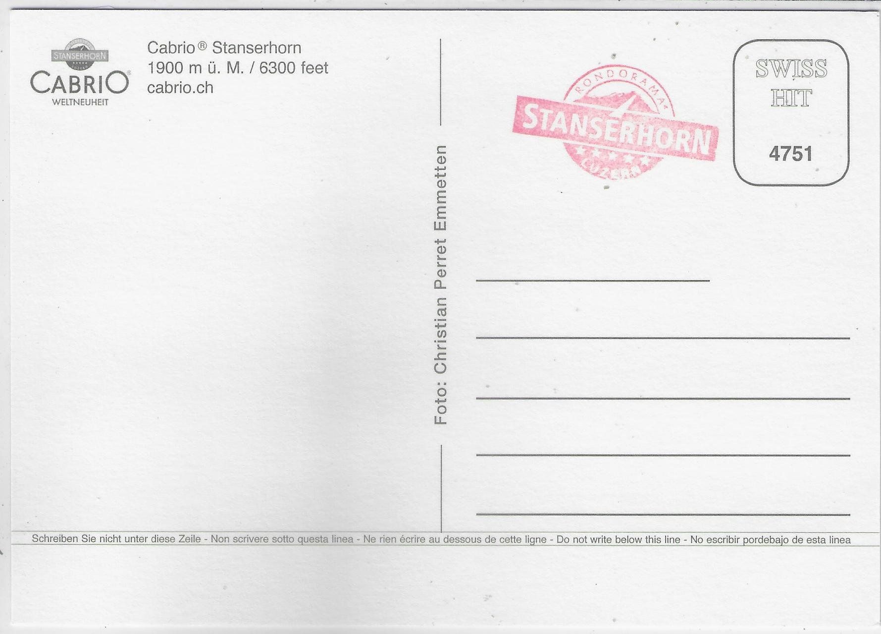 Cartes postales: Stanserhorn - Cabrio Bahn – D'occasion à Ettingen par Kartenplanet 1