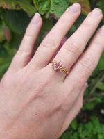 Goldring 925er silber mit pink Saphir - Grösse verstellbar