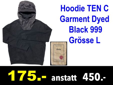 🔴 Hoodie TEN C Garment Dyed Black Grösse L 999 /490Z
