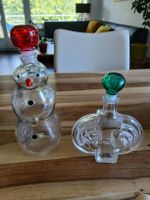 2x Festive Glass Bottles - Perfect Winter Decoration!
