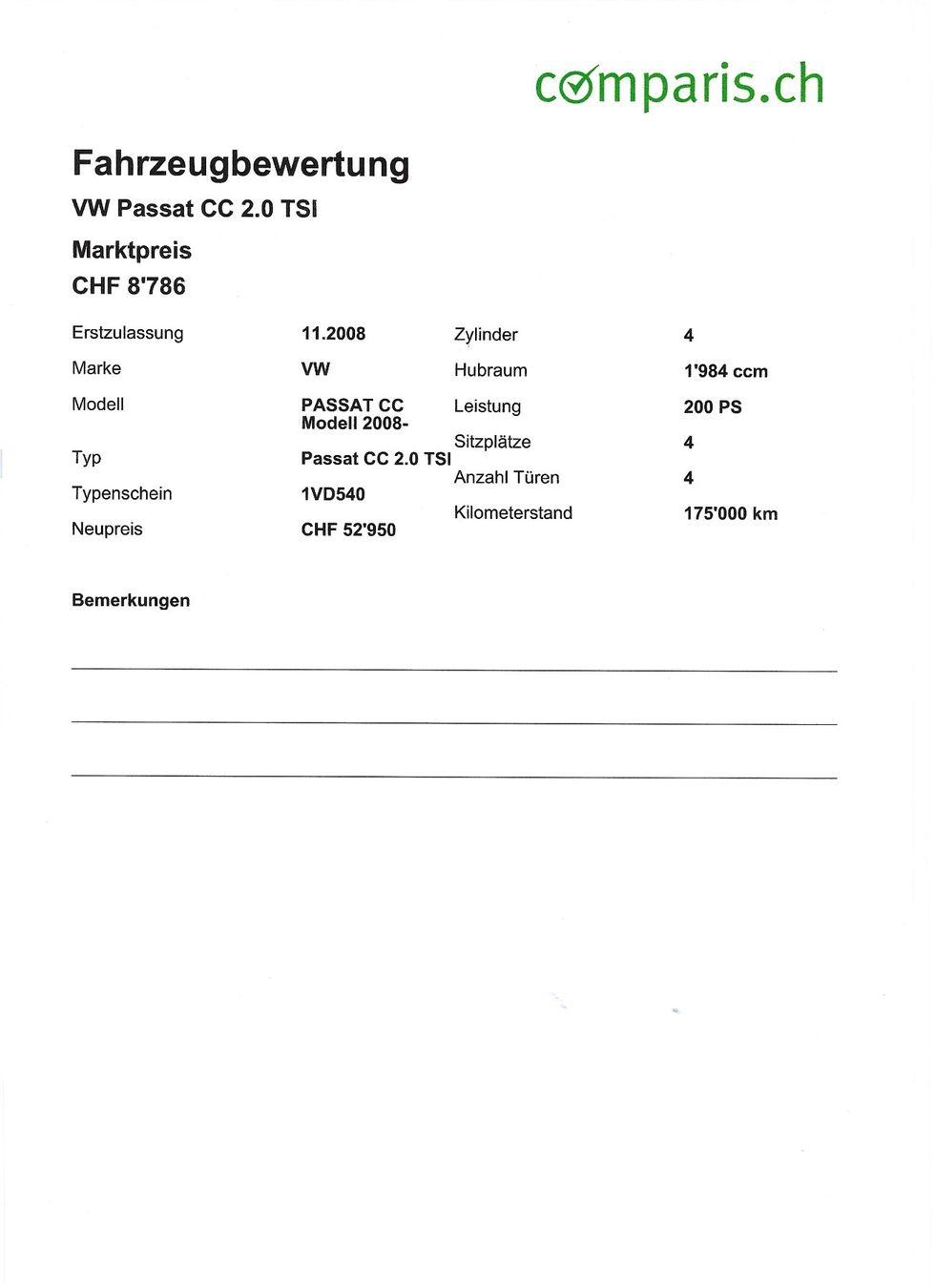 VW Automobili: VW PASSAT CC – Usato da Sonvilier venduto da Unawater 6