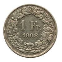 Schweiz - 1 Franken - 1908 - Silber