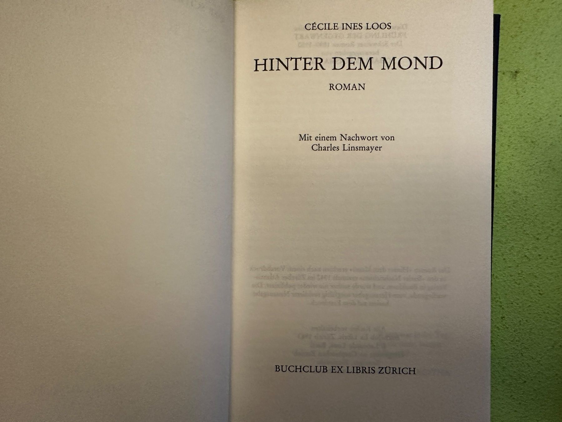 Libri: Cécile Ines Loos: Hinter dem Mond – Usato da Zürich venduto da allp 2