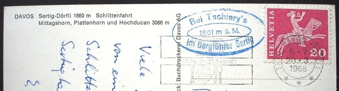 Cartoline postali: DAVOS Sertig-Dörfli Schlittenfahrt – Usato da Jona venduto da philajona 1