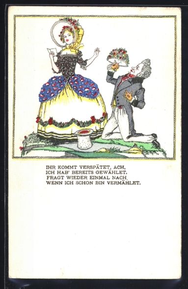 Cartoline postali: Robert Philippi: Mann mit Blumenstrauss  – Usato da Berlin venduto da bartko-reher