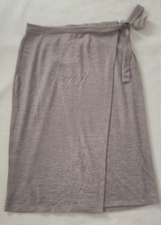 Jupe portefeuille drapée couleur taupe t. M 