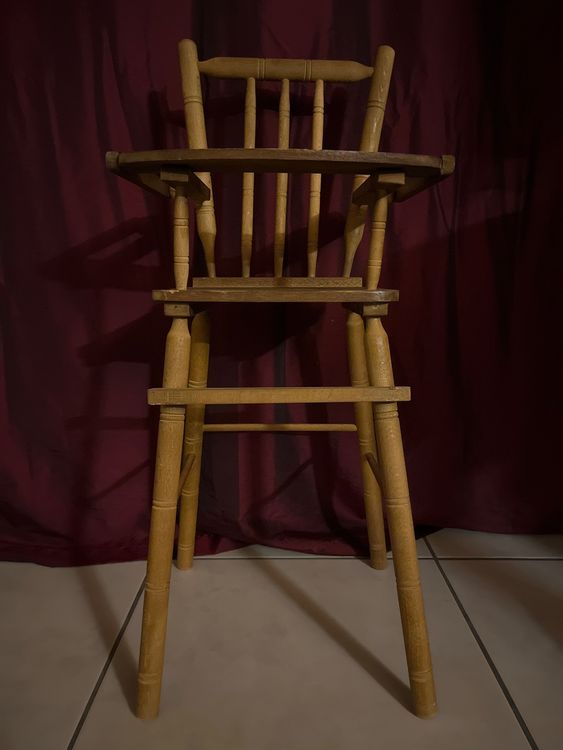 Antiker Hochstuhl, Babystuhl, Kinder-Ess-Stuhl Holz 8
