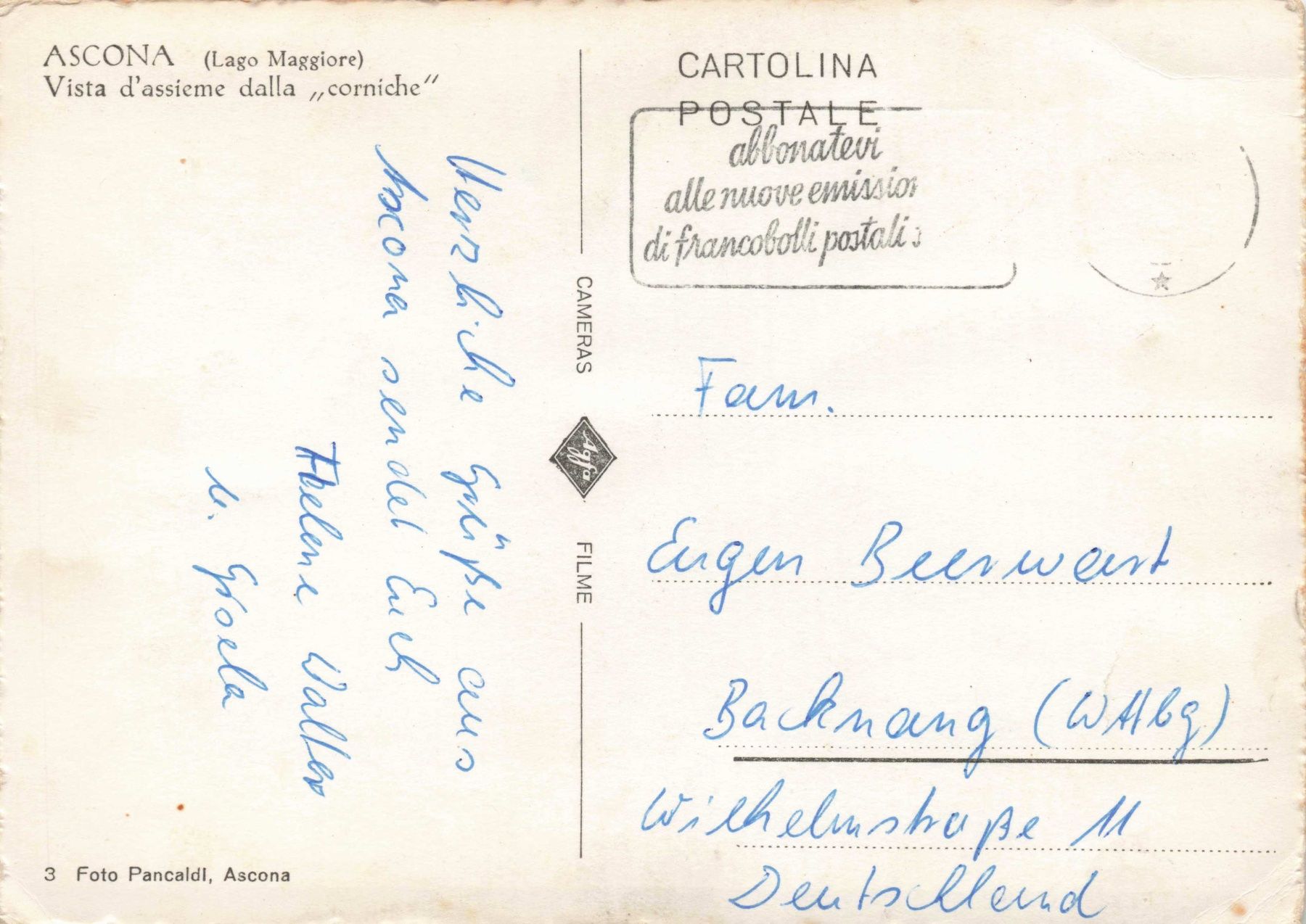 Cartoline postali: Ascona – Usato da Biasca venduto da Blenio71 1