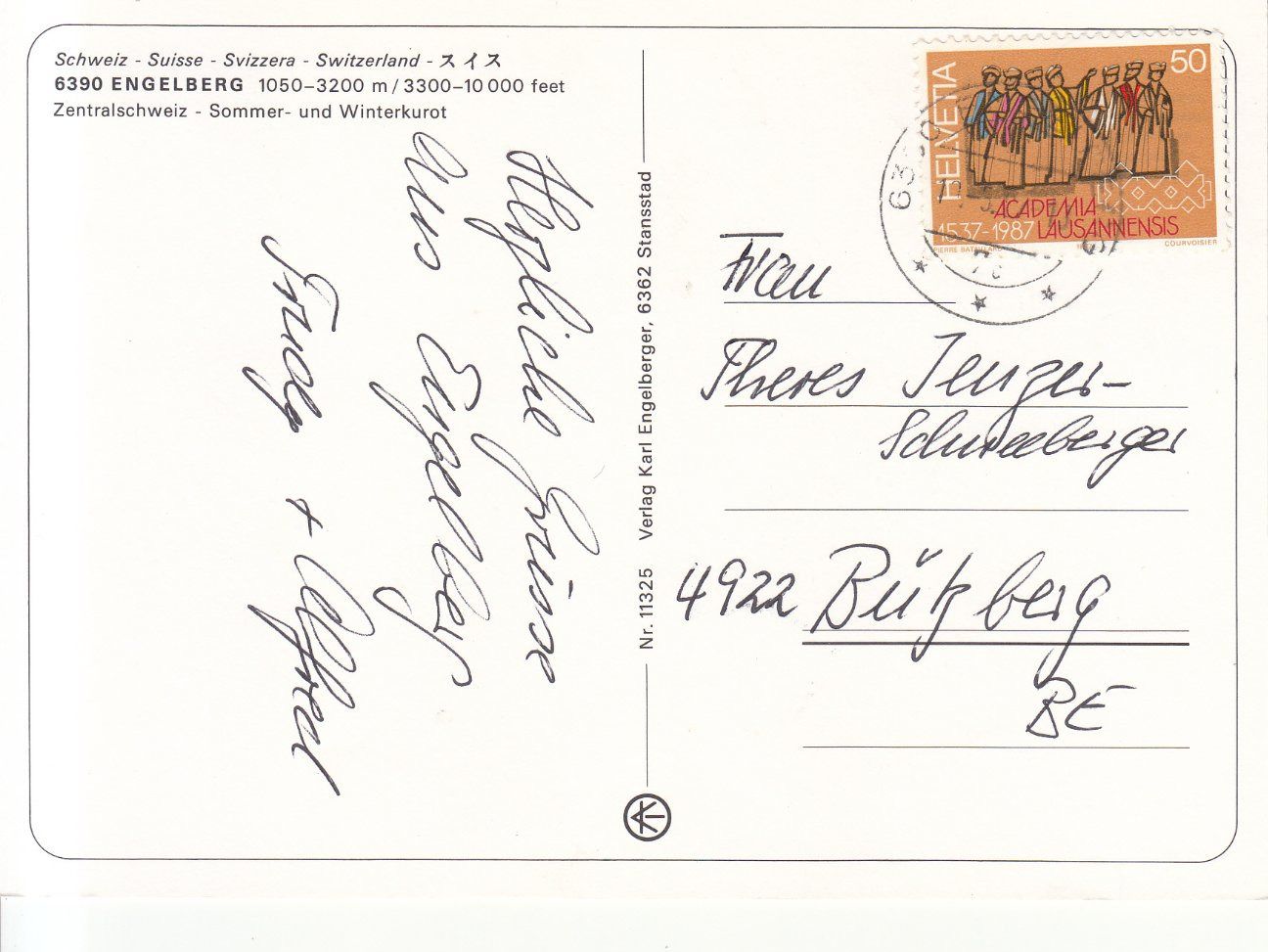 Cartoline postali: Engelberg 1987 – Usato da Bürglen TG venduto da StampGraf 1