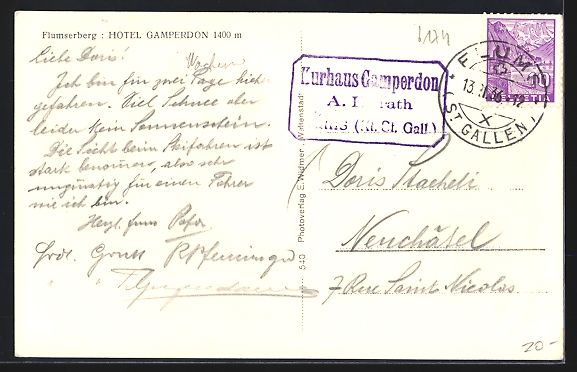 Cartoline postali: Flumserberg, Hotel Gamperdon im Schnee – Usato da Berlin venduto da bartko-reher 1