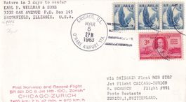 Rekordflug Swissair DC-8 nonstop Chicago - Zürich 1963