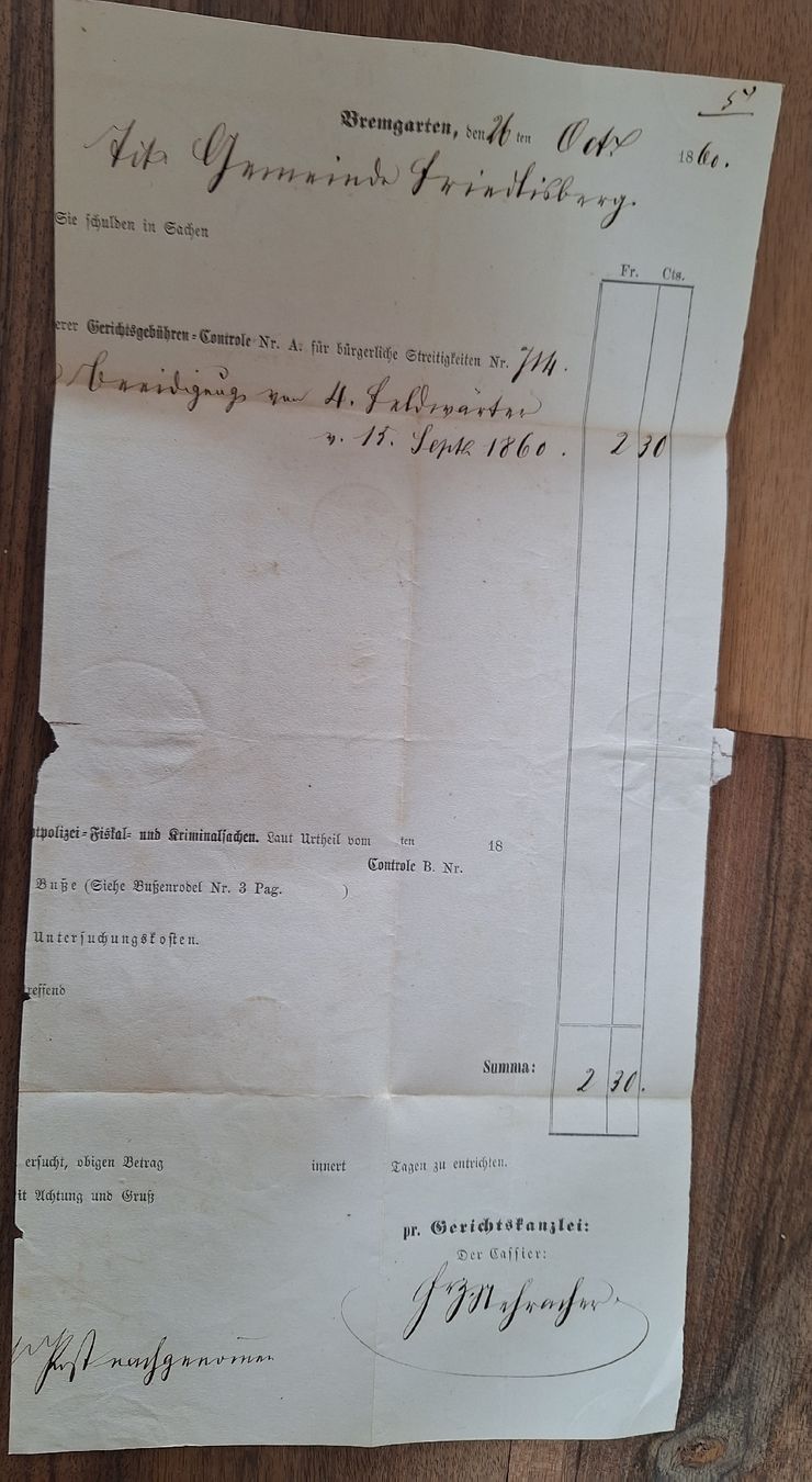 Alle Briefmarken: Strubel 24G Gerichtskanzlei Bremgarten  – Gebraucht aus Balgach von SIMEON27 2