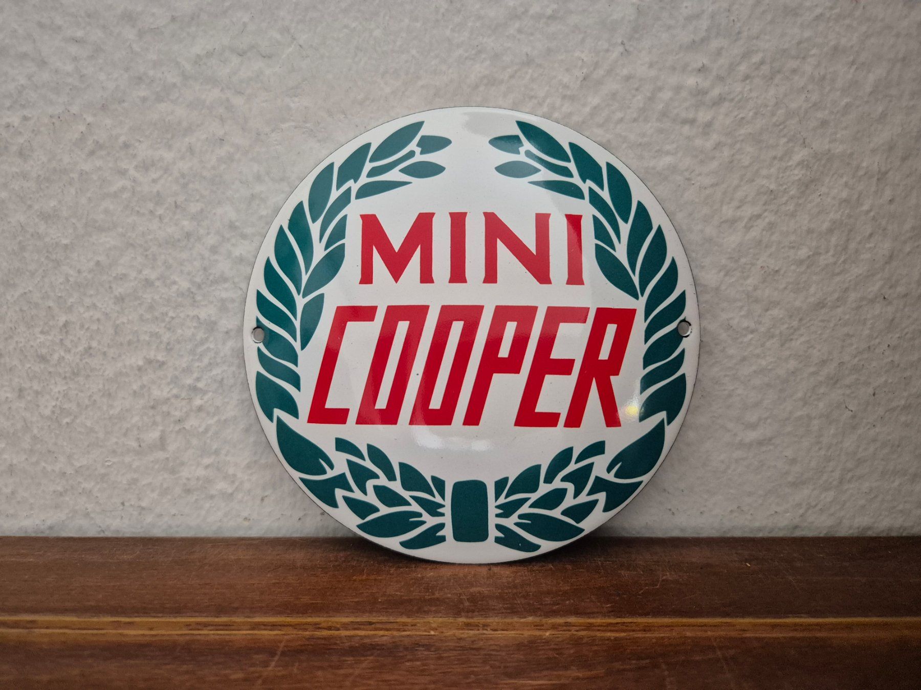 Mini Insegne: Emailschild Mini Cooper Logo Werkstatt Garage Emaille Schild – Nuovo (secondo la descrizione) da Schaffhausen venduto da pfanis09
