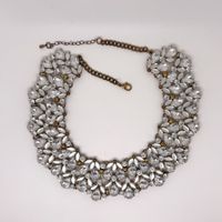 vintage Statementen Halskette mit Glassteinen und Metall