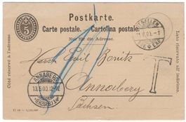 Inland-Postkarte von ST. GALLEN nach DEUTSCHLAND mit T-ʘ