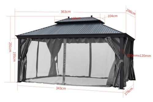 Tende & Padiglioni: Alu Garten Pavillon DAMASKUS 3x3,65 m – Nuovo e nell'imballaggio originale da Herbertingen venduto da jet-line-e-trade 1