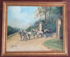 Gemälde "Kutschenfahrt", Elisabeth Ansell, gerahmt