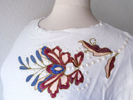 VINTAGE SHIRT LANGARM PULLOVER M 38 STICKEREI PULLI TOP