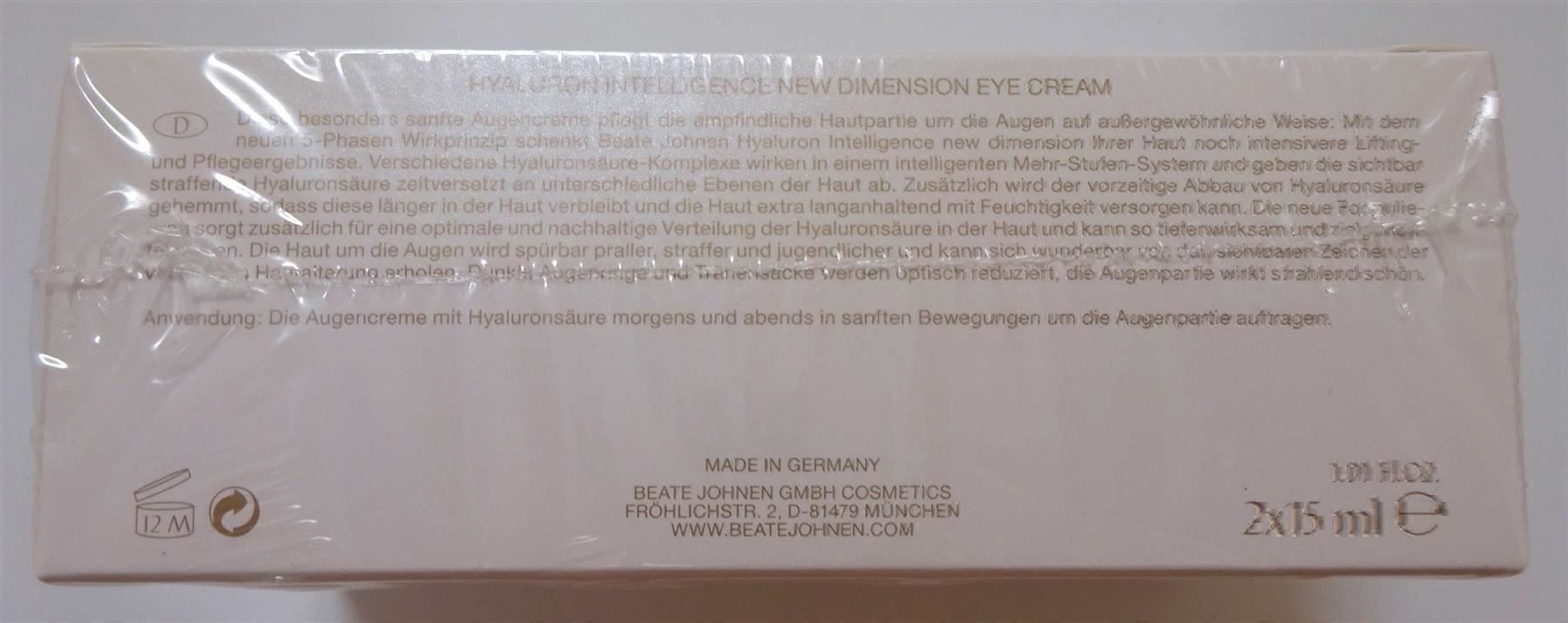 Cura del viso: Neu: Beate Johnen - 2x Eye Cream – Nuovo e nell'imballaggio originale da Zofingen venduto da Justizia_01 3