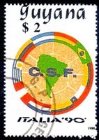 GUYANA 1988 FUSSBALL WM ITALIEN 90 GESTEMPELT - AB47