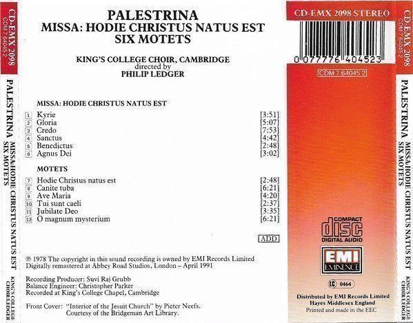 CD: PALESTRINA - Missa - Philip Ledger – Usato da Unterbäch venduto da tuqsa 1