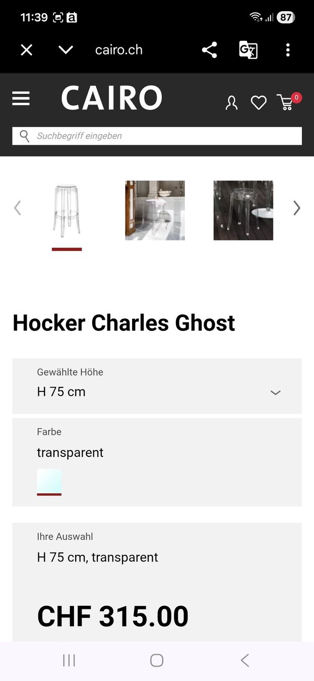 Kartell Sgabelli: Kartell Charles Ghost, Tabouret, H. 75 – Usato da Evilard venduto da emi_r6cd 1