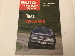 VW Golf VR 6 Testbericht 6 Seiten, Ausgabe ams Nr. 23/1991