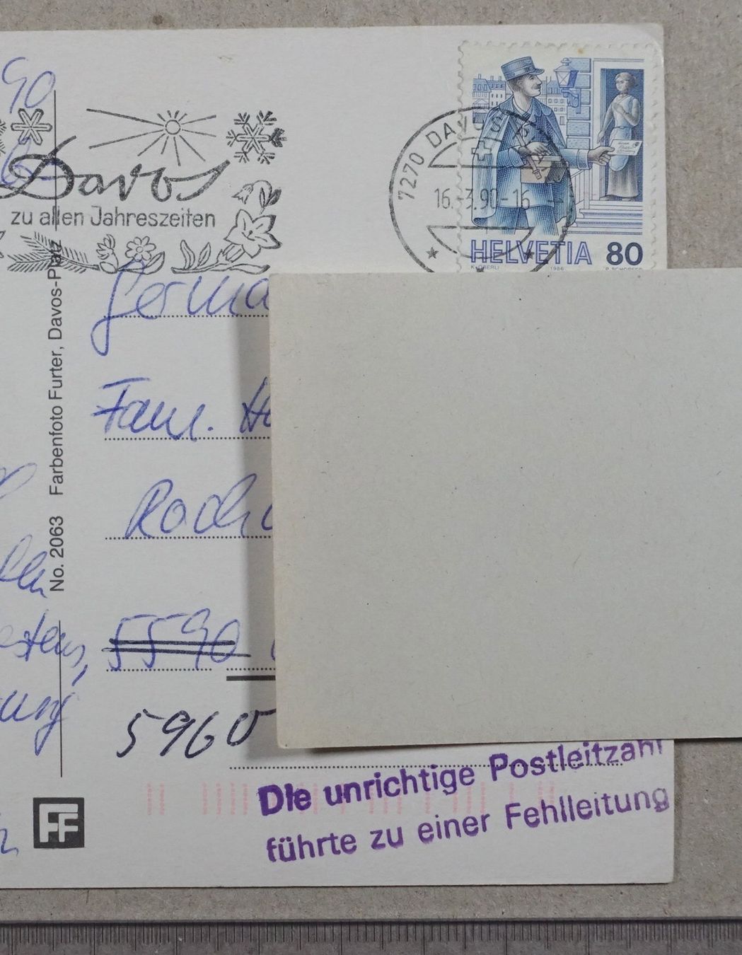 Ansichtskarten: Davos, 1990 – Gebraucht aus Lenzburg von fh1 1