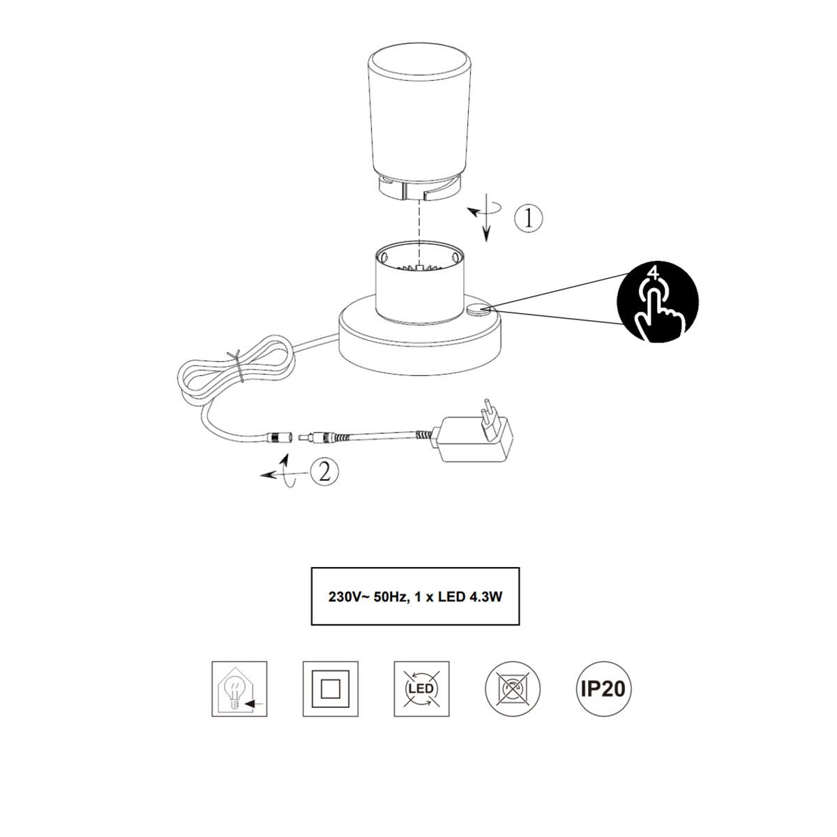 Lampade: LED Tischleuchte, Berührungs­dimmer – Nuovo (secondo la descrizione) da Kreuzlingen venduto da Smart-Light 3