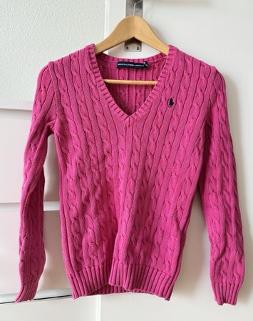Ralph Lauren Pullover Zopfmuster pink neuwertig, Gr XS
