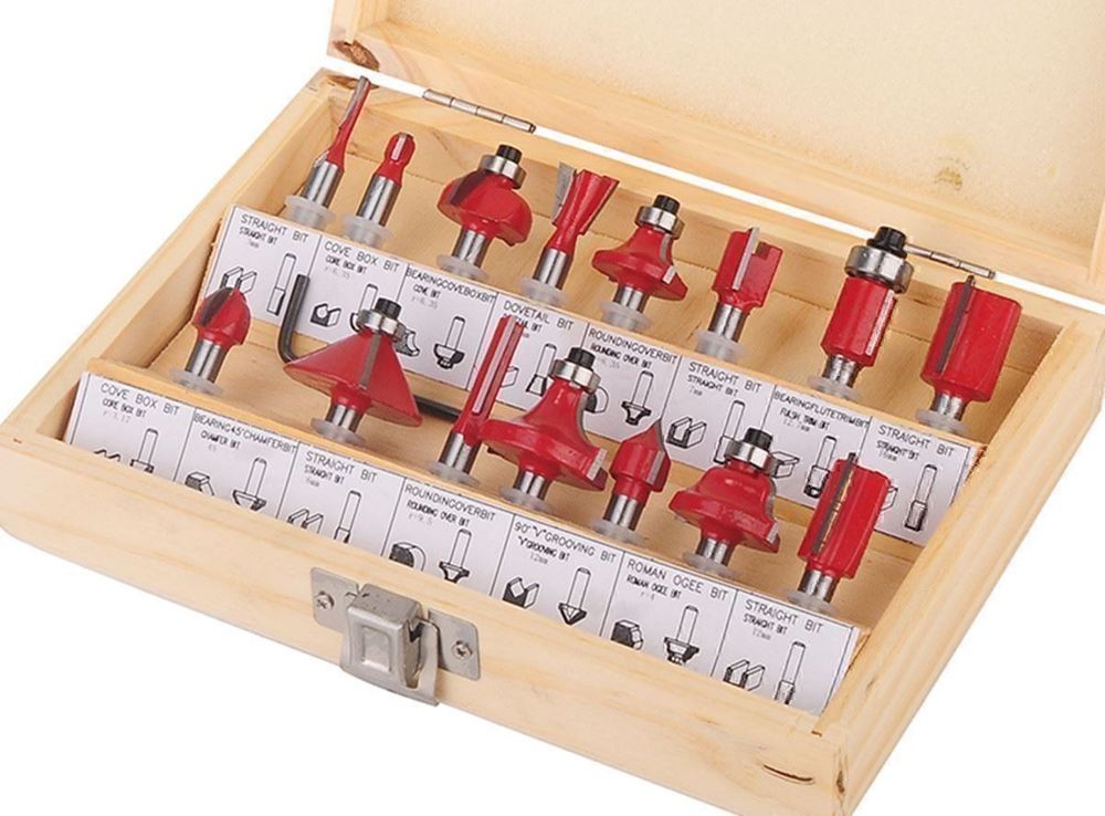 15-tlg Fräser Set Für Oberfräse - Profilfräser 8mm Schaft Im Holzkoffer