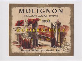 Etikette für Wein - Molignon 1959 (Fendant) /bd