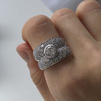 Silber 925 Massiv funkelnder Solitär Band Ring
