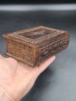 Antike geschnitzte Holzschatulle Tabak Schmuck Zierkästchen
