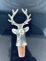 Flaschenverschluss Hirschkopf Metall mit Korken gebraucht