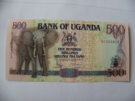 Bank of Uganda 500 Shilling 1991, banknote - Guter Zustand