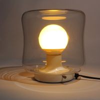 Vintage Tischlampe – Glas & Weiss -  Space Age Stil
