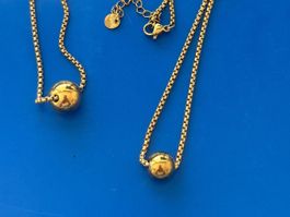 Luxus Elegante Edelsthal Kette mit Armband Farbe Gold