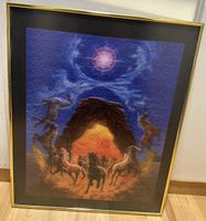 Puzzle gerahmt Motiv Pferde Sonnenuntergang guter Zustand